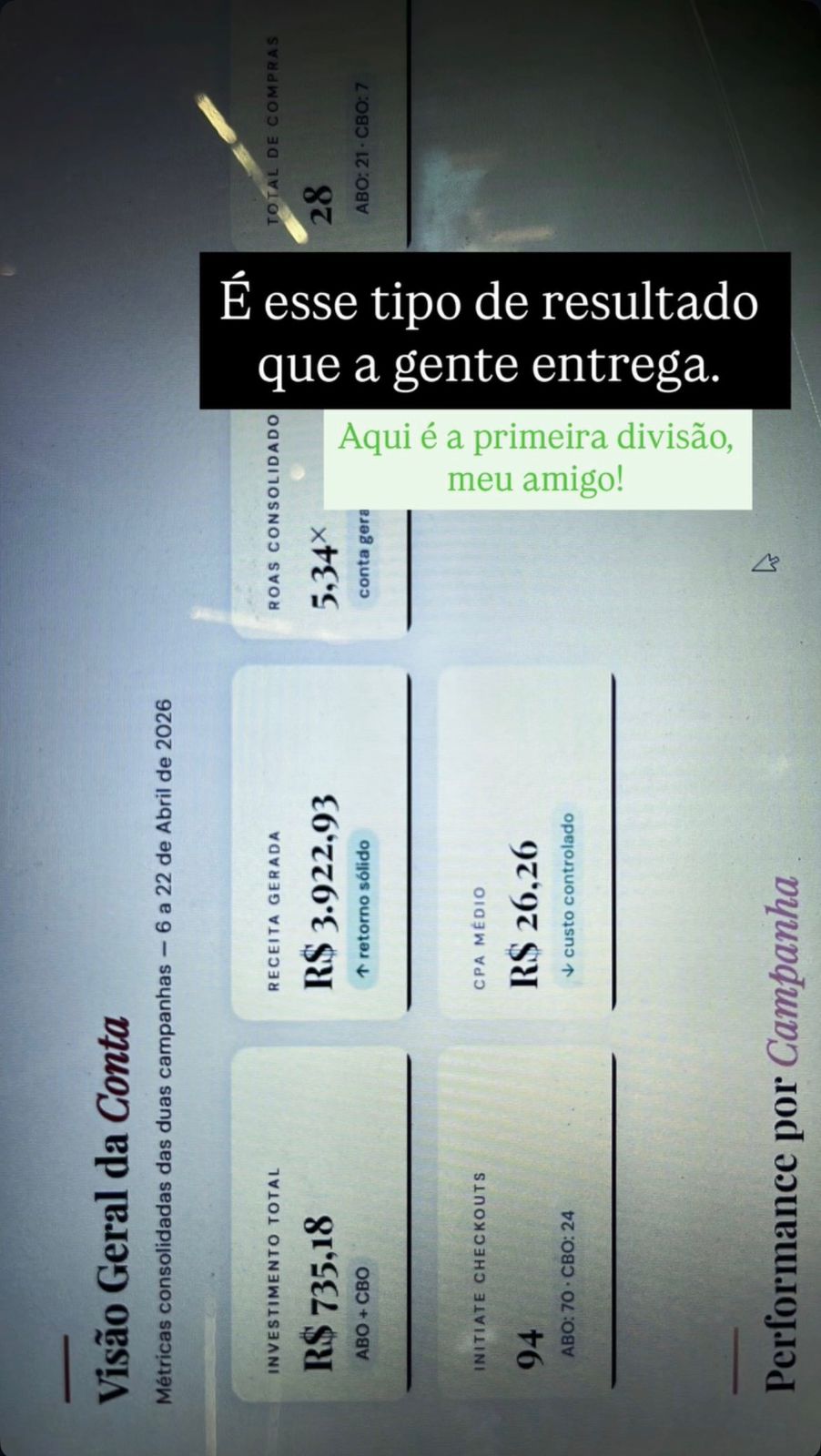 Prova social — resultado de aluno